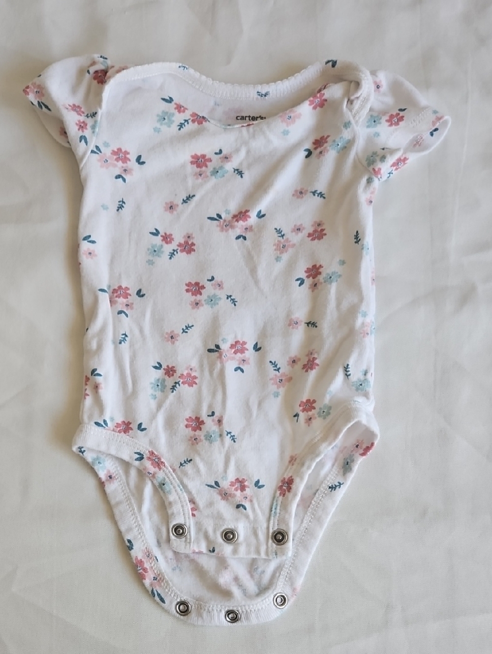 Carter's White Short-Sleeve Floral Baby One-Piece